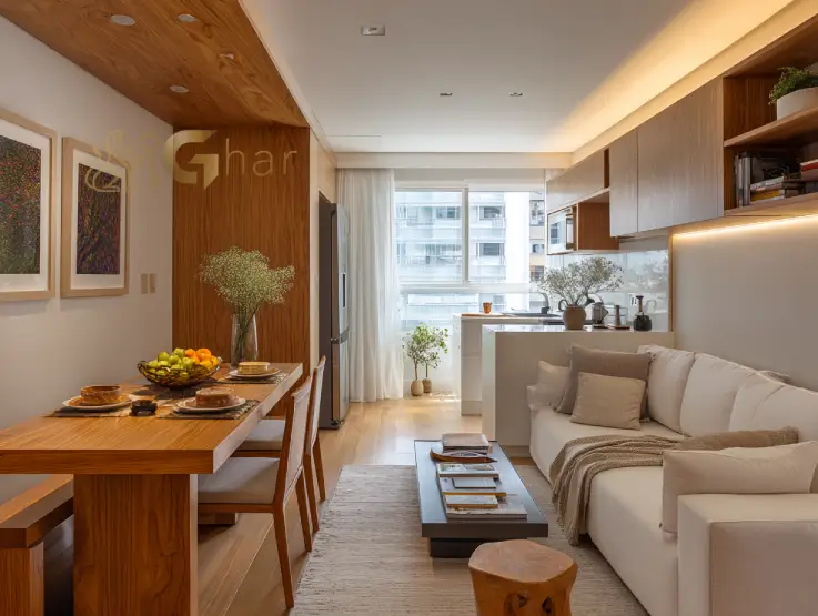 Sala de jantar em apartamento decorado em condomínio residencial no bairro Campos Elíseos Zona Centro de São Paulo