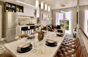 Sala de jantar do apartamento decorado do Place Jardim São Paulo no bairro Jardim São Paulo em São Paulo