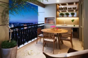 Terraço gourmet do apartamento decorado do Piazza San Tommaso no bairro Santana em São Paulo