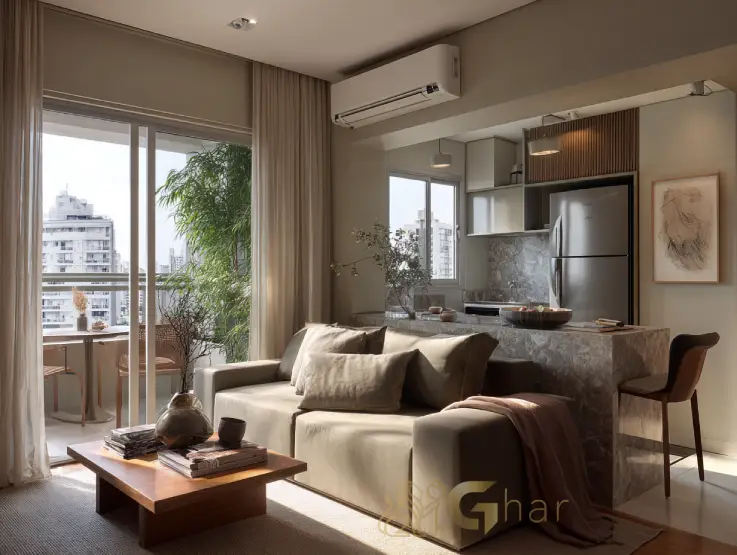 Varanda de apartamentos baratos em Santana SP com vista urbana e espaço funcional