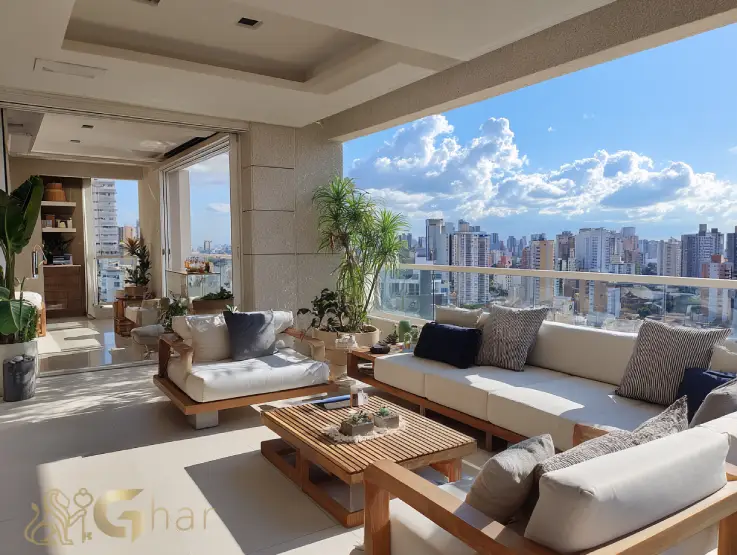 varanda de cobertura em Santana com terraço amplo e vista panorâmica