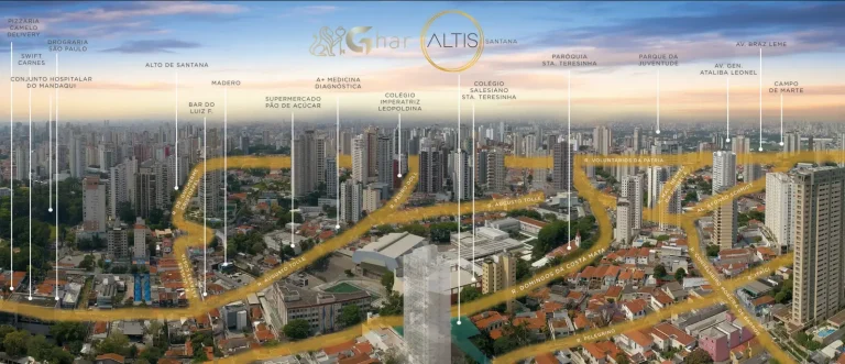 Vista aérea do bairro Santana com condomínio residencial na Zona Norte de São Paulo