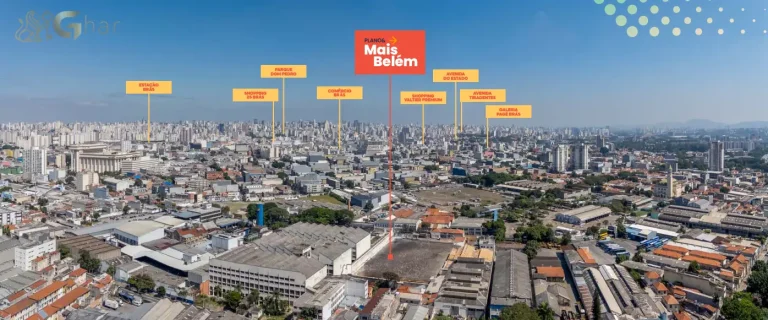 Vista aérea do bairro Belém com condomínios de apartamentos na Zona Leste de São Paulo