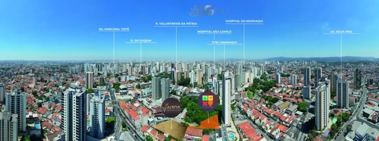 Vista aérea do bairro Santana onde está o condomínio Altos Home Club Santana em São Paulo