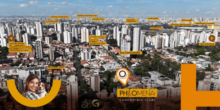 Vista aérea do bairro Santana com o Edifício Philomena em São Paulo