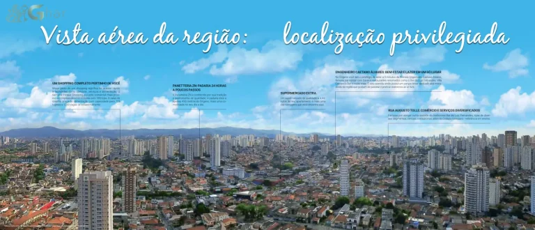 Vista aérea do bairro Santana com condomínio Origens Santana em São Paulo