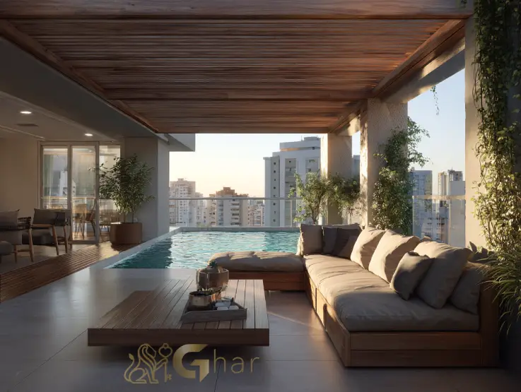 Área externa de cobertura no Jardim São Paulo com terraço e espaço gourmet na Zona Norte de São Paulo