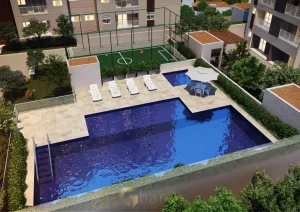 Área de lazer com piscina do condomínio NOW Tucuruvi no bairro Tucuruvi em São Paulo