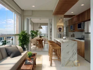 Cozinha do apartamento decorado em condomínio residencial no Tucuruvi Zona Norte de São Paulo
