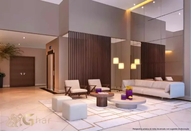 Lobby sofisticado em condomínio com apartamentos no Jardim São Paulo São Paulo