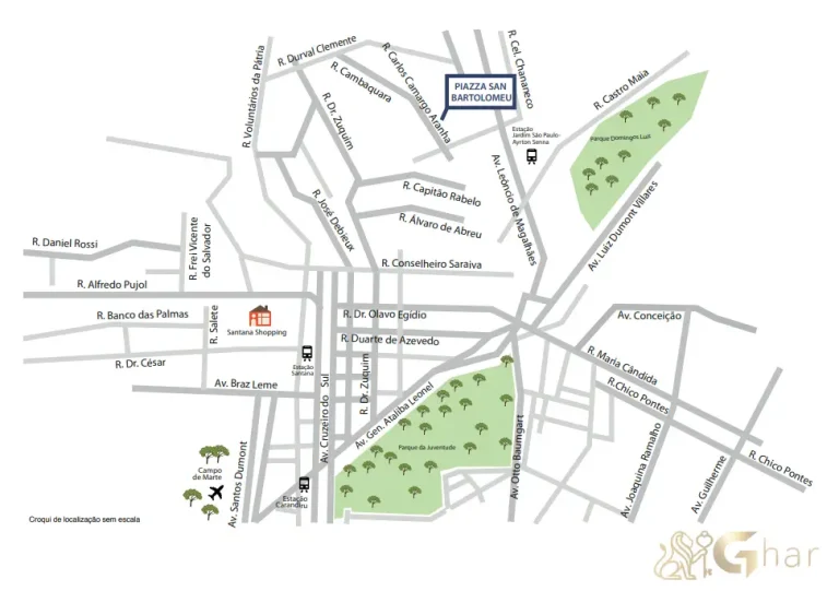 Mapa com localização de apartamentos no Jardim São Paulo São Paulo próximo ao metrô