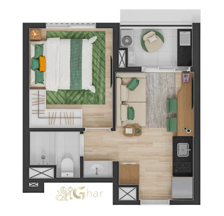 Planta de apartamento compacto em condomínio residencial no Jardim São Paulo Zona Norte de São Paulo