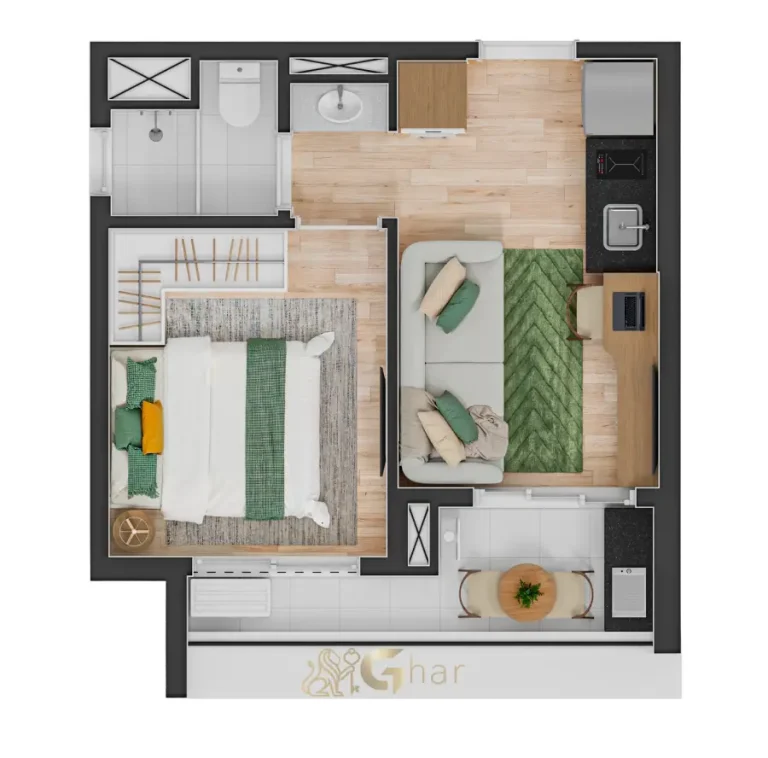 Planta de apartamento 29m² em condomínio residencial no Jardim São Paulo Zona Norte de São Paulo