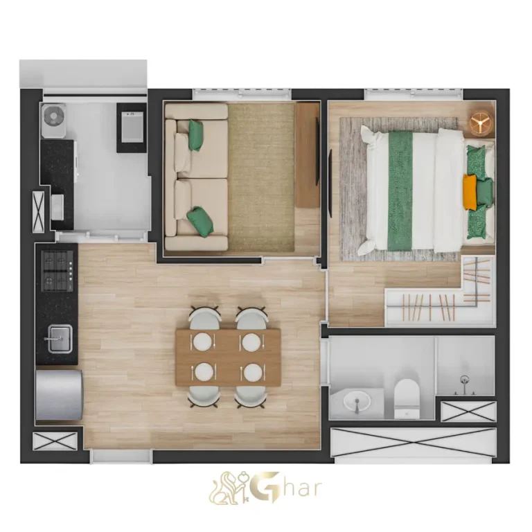 Planta de apartamento 35m² com 1 dormitório em apartamentos no Jardim São Paulo São Paulo