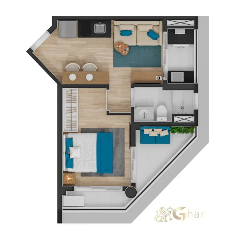 Planta de apartamento 37m² com 1 dormitório em apartamentos no Jardim São Paulo São Paulo