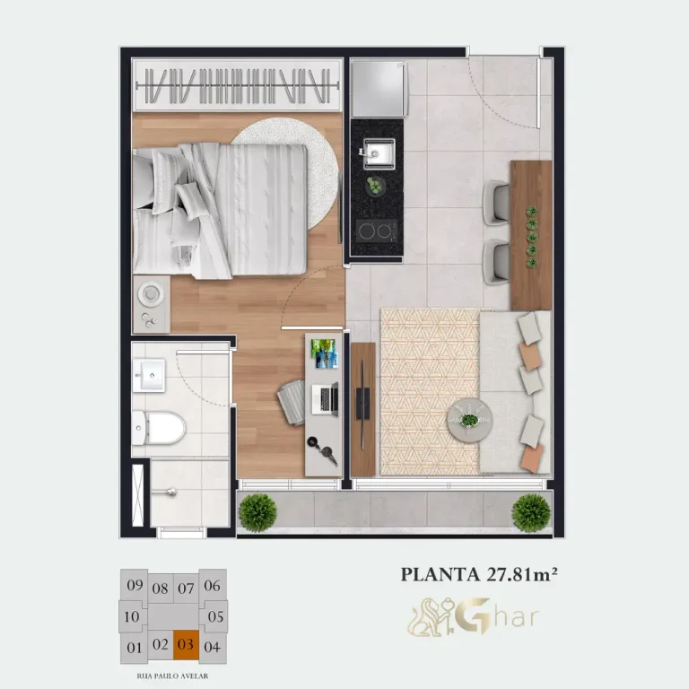 Planta de apartamento com escritório em condomínio na Parada Inglesa São Paulo