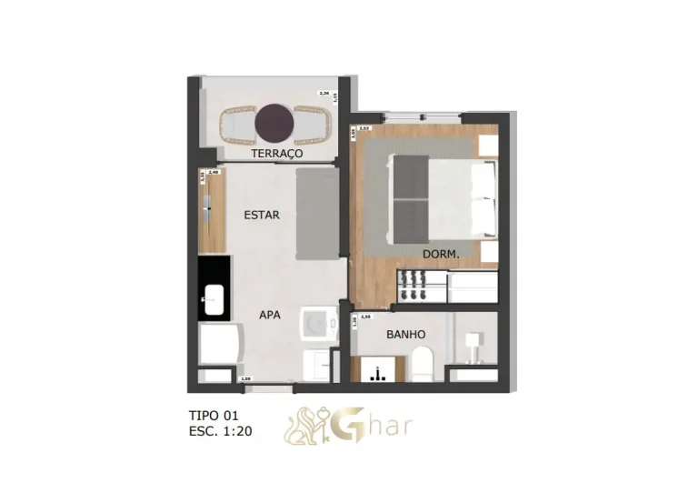 Planta de apartamento 1 dormitório no Home Parada Inglesa na Parada Inglesa São Paulo
