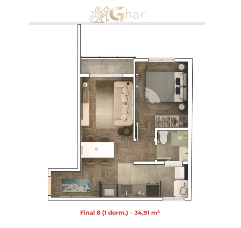 Planta de apartamento 1 dormitório em condomínio residencial na Parada Inglesa Zona Norte de São Paulo