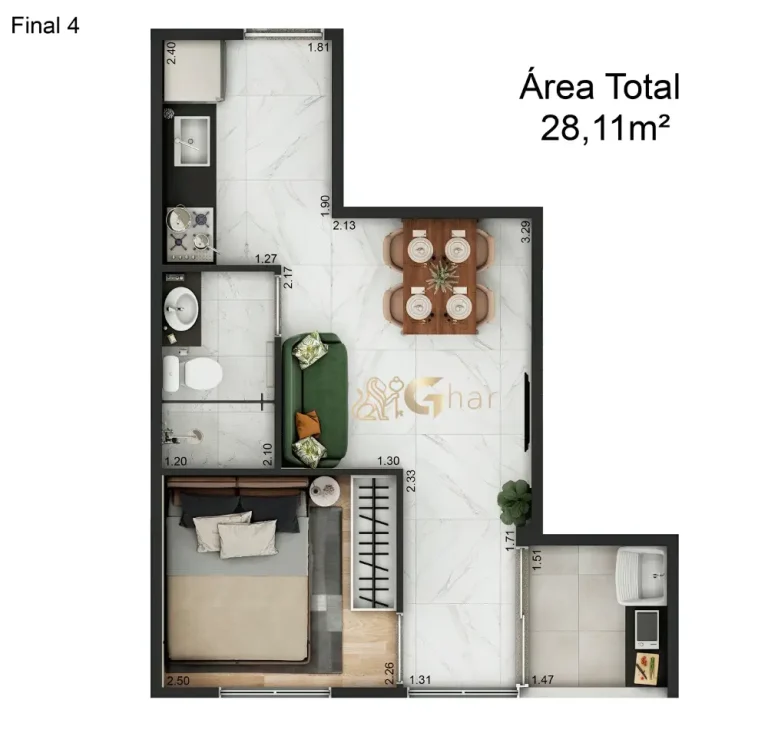 Planta de apartamento 1 dormitório em condomínio residencial na Parada Inglesa Zona Norte de São Paulo