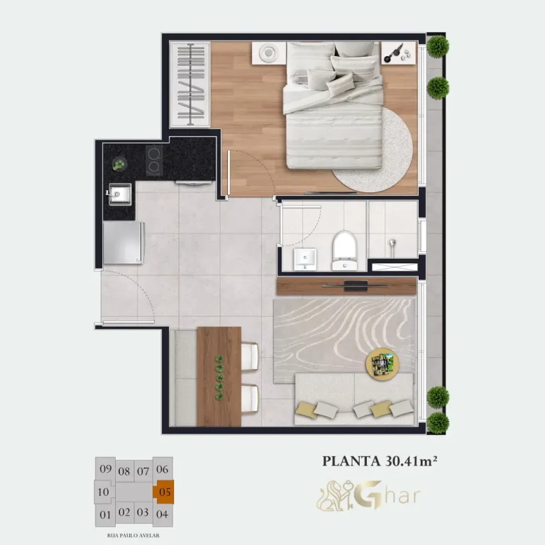 Planta do apartamento Smile Parada Inglesa com 1 dormitório na Parada Inglesa São Paulo