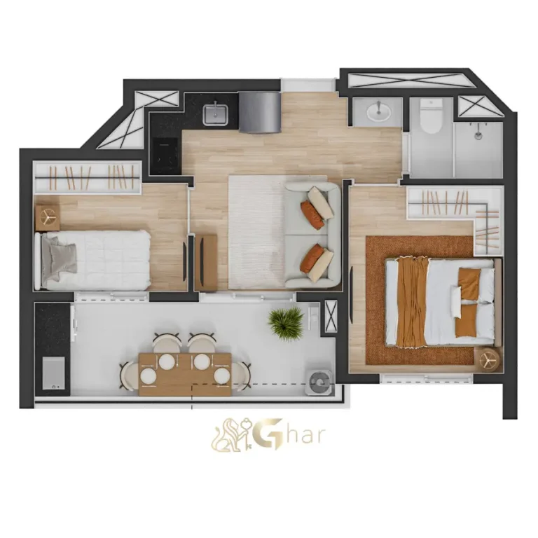 Planta de apartamento 2 dormitórios em condomínio com lazer no Jardim São Paulo São Paulo