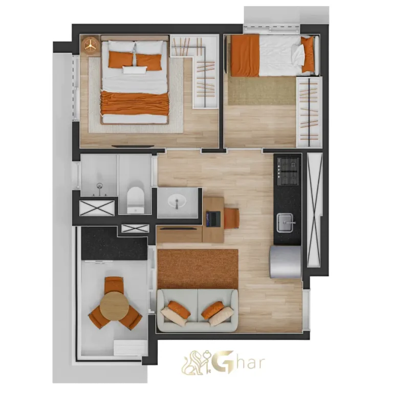 Planta de apartamento 2 dormitórios do Dux Jardim São Paulo no bairro Jardim São Paulo