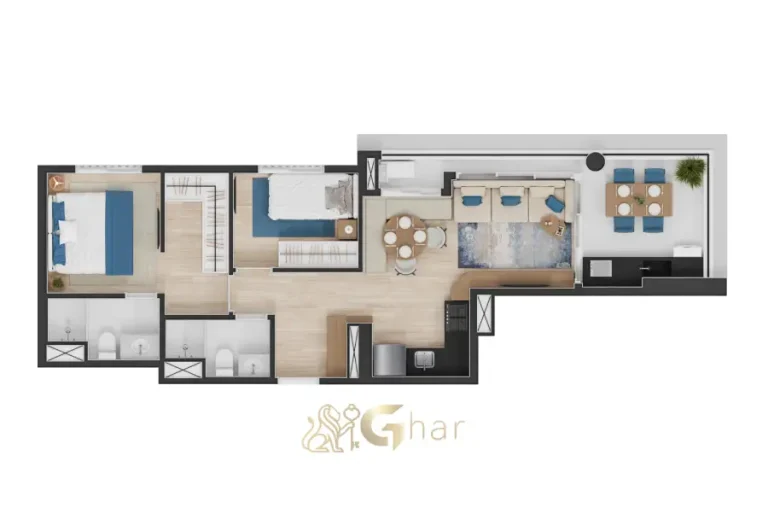 Planta de apartamento 60m² em condomínio residencial no Jardim São Paulo Zona Norte de São Paulo