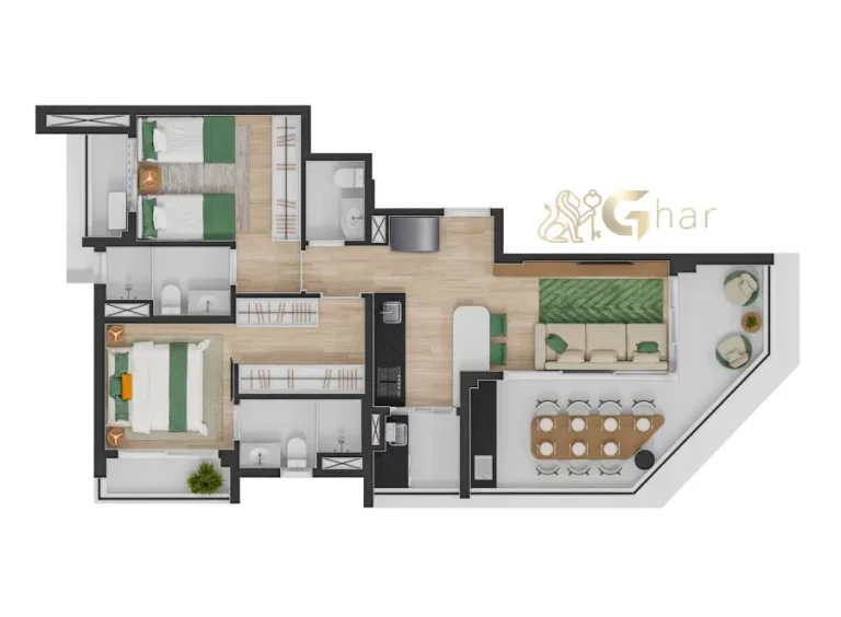 Planta de apartamento 74m² em condomínio com lazer no Jardim São Paulo São Paulo