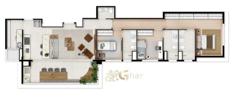 Planta de apartamento 3 suítes em condomínio residencial no Santana Zona Norte de São Paulo