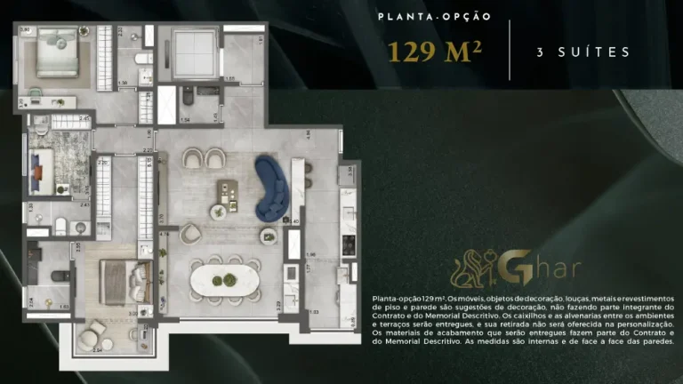 Planta de apartamento com 3 suítes em condomínio no Tucuruvi São Paulo