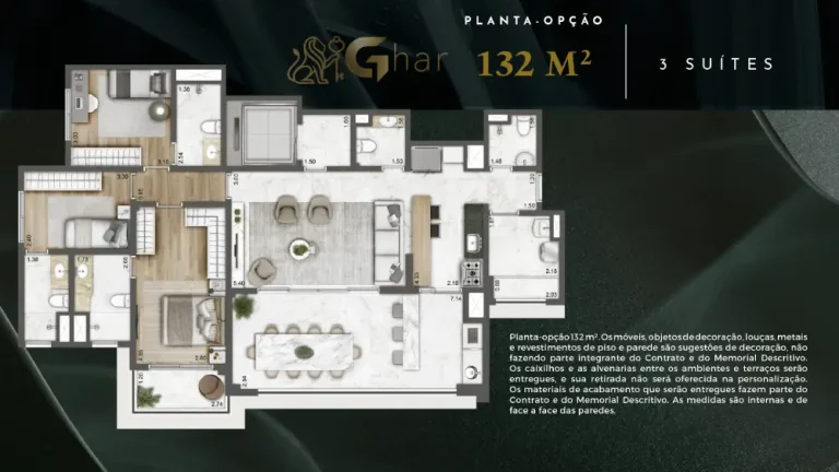 Planta do condomínio Verdant Parque Resort com 3 suítes no Tucuruvi São Paulo