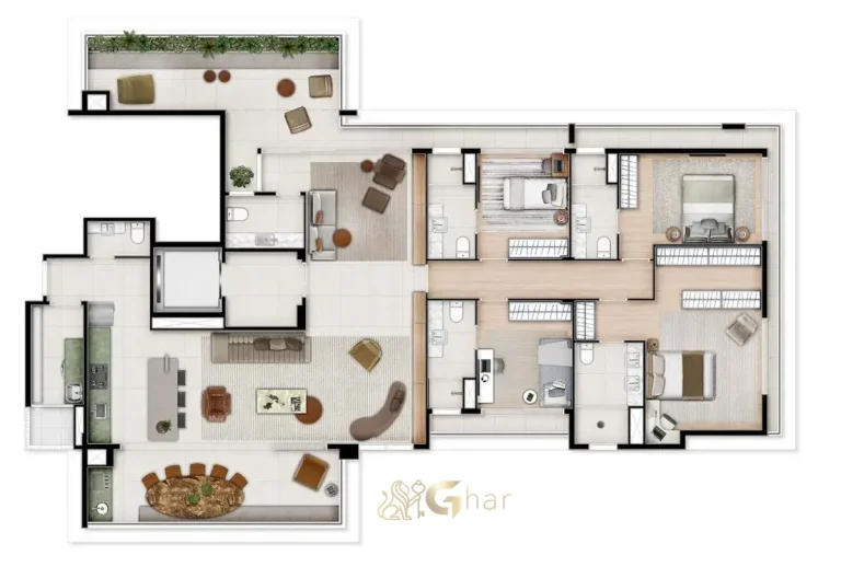 Planta do apartamento 4 suítes do The Bridge Braz Leme em Santana São Paulo