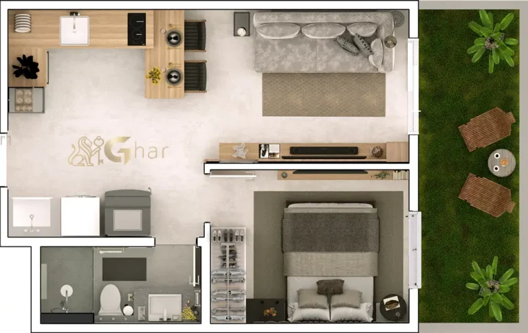 Planta de apartamento garden com 1 dormitório na Parada Inglesa São Paulo