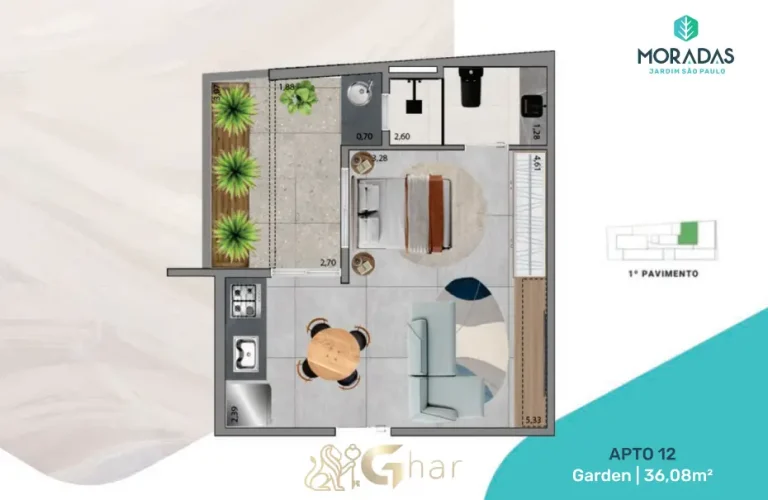 Planta de apartamento garden no Jardim São Paulo São Paulo com área externa privativa