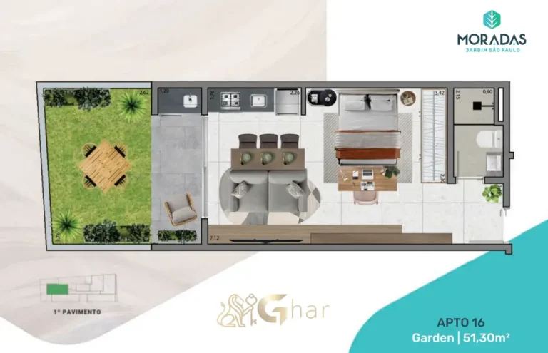 Apartamento garden em condomínio residencial no Jardim São Paulo Zona Norte com planta de 51m²