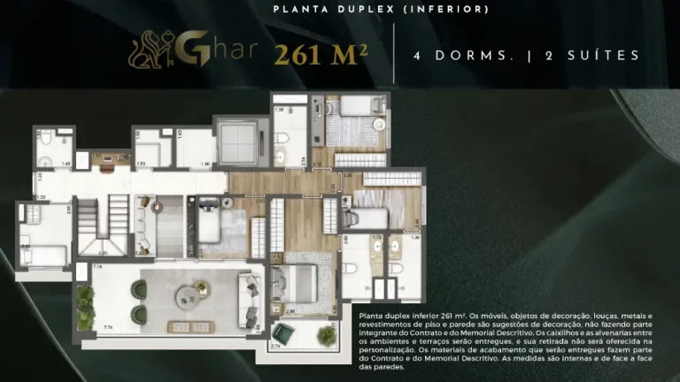 Planta inferior de cobertura duplex do Verdant Parque Resort no Tucuruvi São Paulo