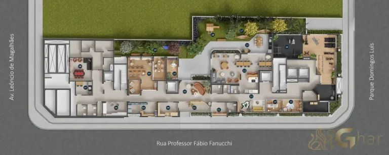 Implantação térreo em condomínio com apartamentos no Jardim São Paulo São Paulo