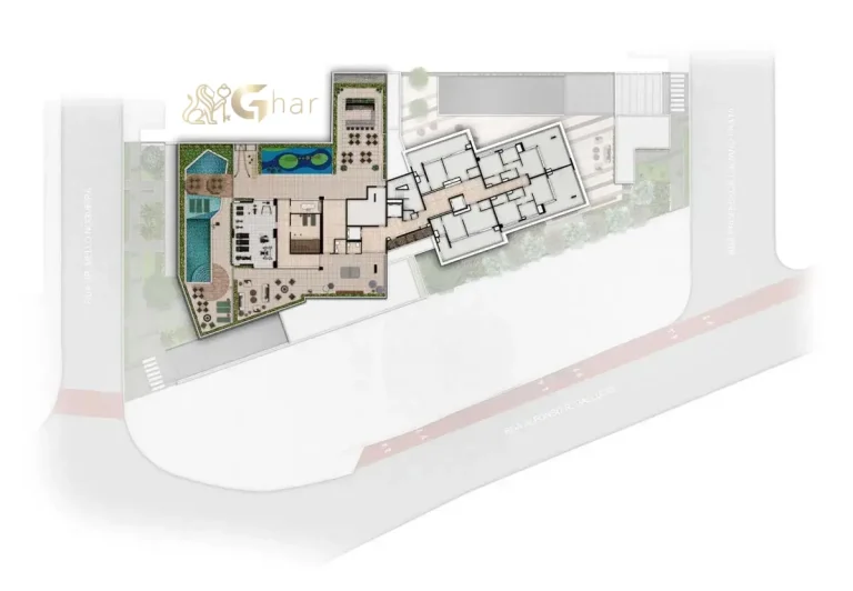 Planta de implantação de condomínio com lazer em apartamentos no Santana São Paulo