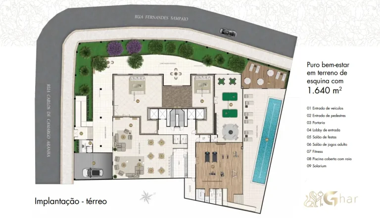 Implantação de condomínio com apartamentos no Jardim São Paulo São Paulo com áreas comuns
