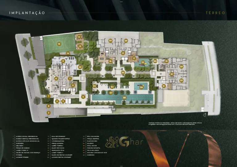 Planta de implantação térreo em condomínio com apartamentos no Tucuruvi São Paulo