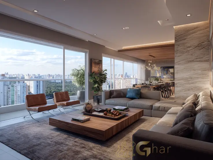 Sala ampla em apartamento de luxo no Jardim São Paulo com integração de ambientes e alto padrão