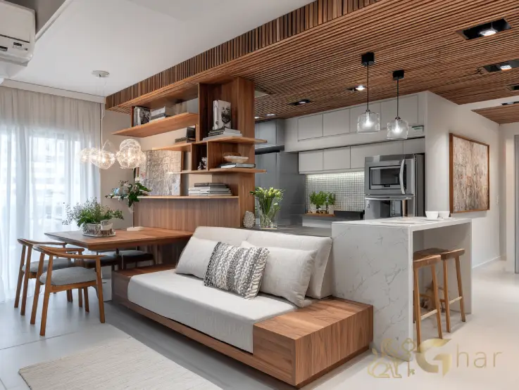 Sala de apartamento compacto no Jardim São Paulo Zona Norte SP com decoração moderna