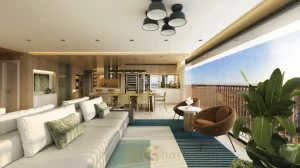 Sala do apartamento decorado do Edifício Canta Nova Cantareira no Tucuruvi em São Paulo