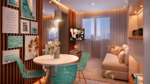 Sala decorada do apartamento Kasa K Aragão no Tucuruvi São Paulo