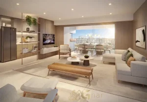 Sala do apartamento decorado do Raízes Jardim São Paulo no bairro Jardim São Paulo em São Paulo
