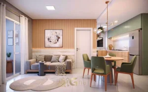 Sala de apartamento decorado em condomínio residencial no Tucuruvi Zona Norte de São Paulo