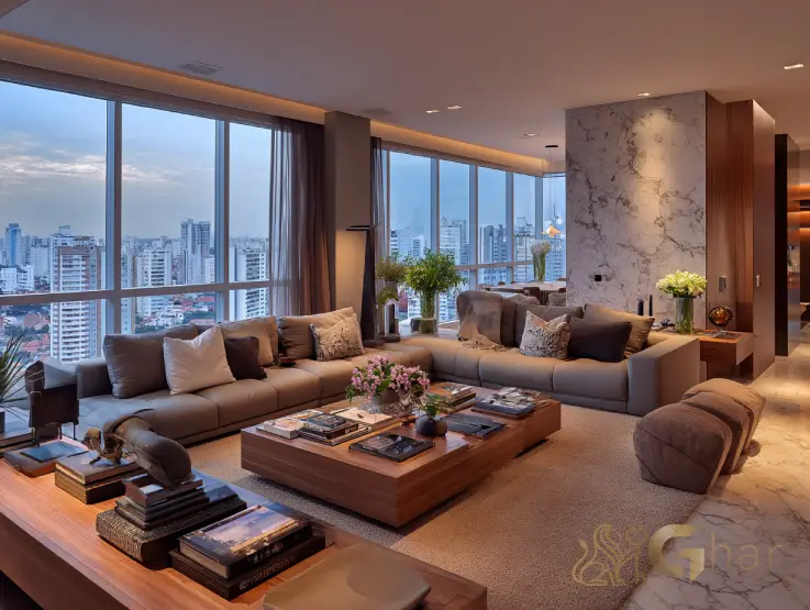 Sala integrada de apartamento em regiões da Zona Norte de São Paulo