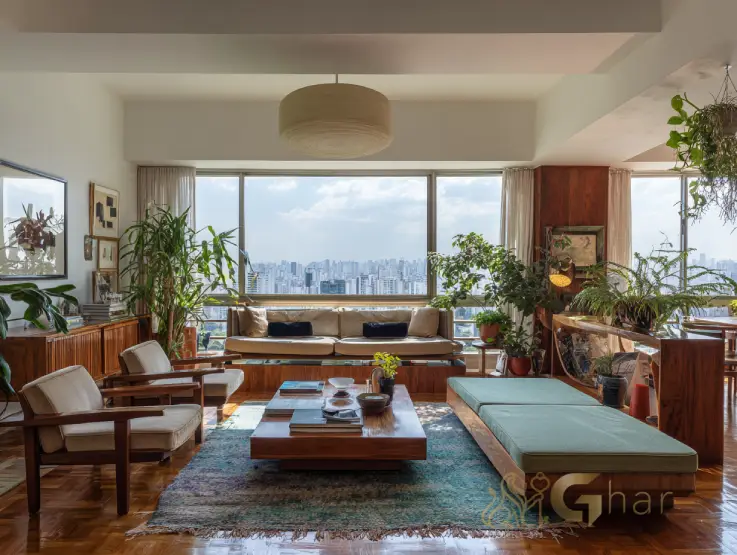 Sala de imóvel na Zona Norte SP com ambiente amplo e confortável