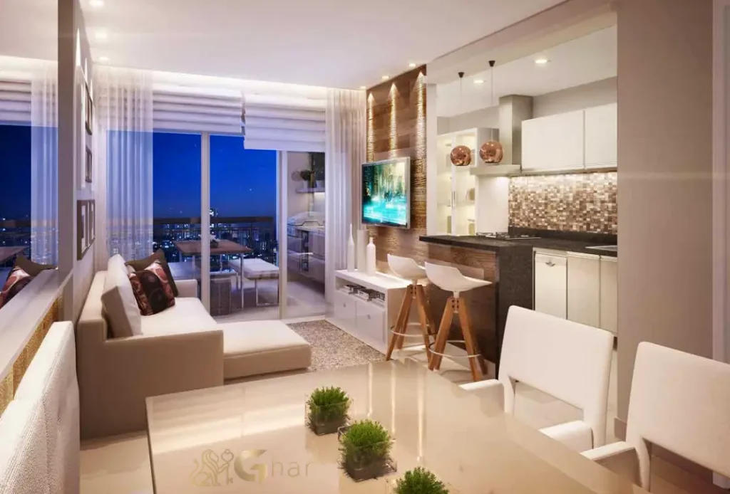 Sala de apartamento decorado no condomínio Piazza San Bartolomeo no Jardim São Paulo em São Paulo