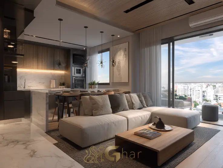 Sala decorada em apartamento no Tucuruvi Zona Norte São Paulo com design contemporâneo